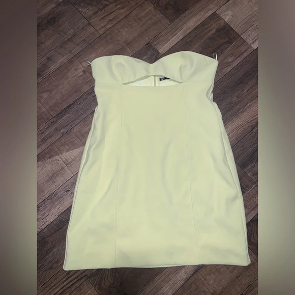 Zara cutout strapless spring yellow cocktail formal dress XL NWOT blogger fav!! - Picture 9 of 9
